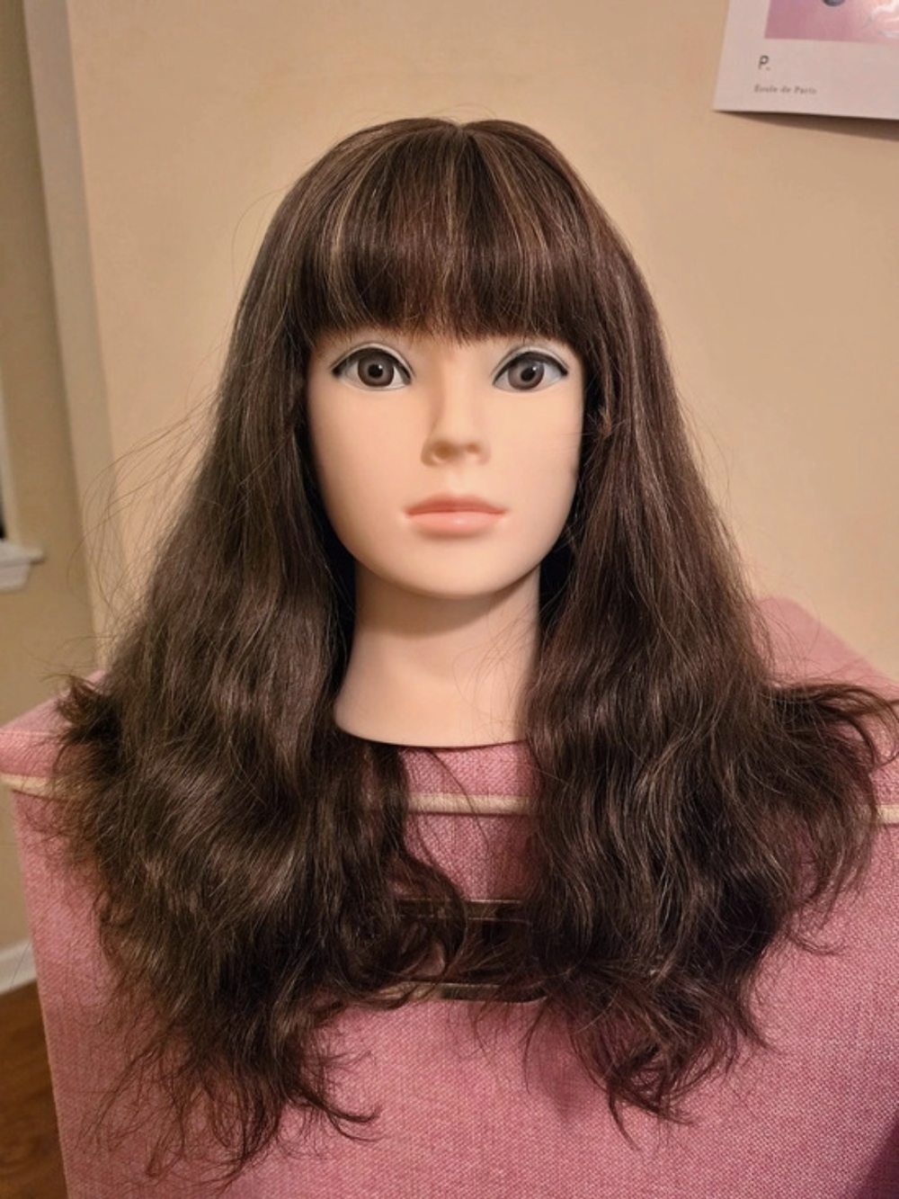Fortune Human Hair 18" Long Wavy Brown Wig Small Cap